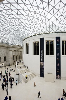 Visitors inside The British Museum, London, England
