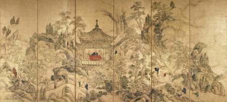 国宝 楼閣山水図屏風(左隻) 池大雅筆